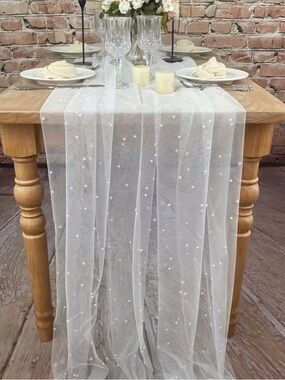 White Beaded Fabric Squares - Set of 3